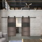 Glasschiebetür BARN-LINE Loft Rosteisen Genietet 26 Auf Grauglas