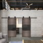 Glasschiebetür BARN-LINE Loft Rosteisen Genietet 27 Auf Grauglas