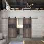Glasschiebetür BARN-LINE Loft Rosteisen Genietet 32 Auf Grauglas