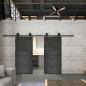 Glasschiebetür BARN-LINE Loft Schwarzeisen Genietet 17 Auf Grauglas