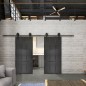 Glasschiebetür BARN-LINE Loft Schwarzeisen Genietet 23 Auf Grauglas