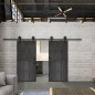 Glasschiebetür BARN-LINE Loft Schwarzeisen Genietet 24 Auf Grauglas