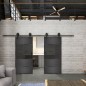 Glasschiebetür BARN-LINE Loft Schwarzeisen Genietet 25 Auf Grauglas