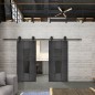 Glasschiebetür BARN-LINE Loft Schwarzeisen Genietet 34 Auf Grauglas