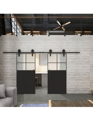 Glasschiebetür BARN-LINE Loft Schwarzlack 23 Blickdicht