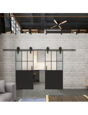 Glasschiebetür BARN-LINE Loft Schwarzlack 28 Blickdicht
