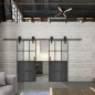 Glasschiebetür BARN-LINE Loft Schwarzeisen Genietet 22 Blickdicht