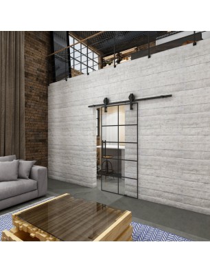 Glasschiebetür BARN-LINE Loft Schwarzlack 05 Auf Klarglas