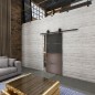 Glasschiebetür BARN-LINE Loft Rosteisen Genietet 14 Auf Grauglas