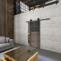 Glasschiebetür BARN-LINE Loft Rosteisen Genietet 17 Auf Grauglas