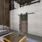 Glasschiebetür BARN-LINE Loft Rosteisen Genietet 19 Auf Grauglas