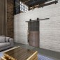 Glasschiebetür BARN-LINE Loft Rosteisen Genietet 21 Auf Grauglas