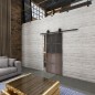 Glasschiebetür BARN-LINE Loft Rosteisen Genietet 22 Auf Grauglas