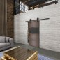 Glasschiebetür BARN-LINE Loft Rosteisen Genietet 26 Auf Grauglas