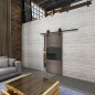 Glasschiebetür BARN-LINE Loft Rosteisen Genietet 27 Auf Grauglas