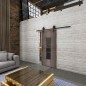 Glasschiebetür BARN-LINE Loft Rosteisen Genietet 34 Auf Grauglas
