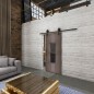 Glasschiebetür BARN-LINE Loft Rosteisen Genietet 35 Auf Grauglas