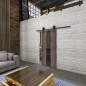 Glasschiebetür BARN-LINE Loft Rosteisen Genietet 36 Auf Grauglas