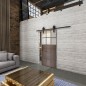 Glasschiebetür BARN-LINE Loft Rosteisen Genietet 21 Auf Klarglas