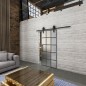 Glasschiebetür BARN-LINE Loft Schwarzeisen Genietet 09 Blickdicht
