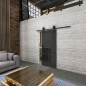 Glasschiebetür BARN-LINE Loft Schwarzeisen Genietet 07 Auf Grauglas