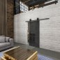 Glasschiebetür BARN-LINE Loft Schwarzeisen Genietet 09 Auf Grauglas