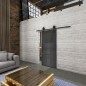 Glasschiebetür BARN-LINE Loft Schwarzeisen Genietet 23 Auf Grauglas