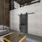 Glasschiebetür BARN-LINE Loft Schwarzeisen Genietet 25 Auf Grauglas