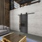 Glasschiebetür BARN-LINE Loft Schwarzeisen Genietet 27 Auf Grauglas