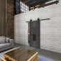 Glasschiebetür BARN-LINE Loft Schwarzeisen Genietet 35 Auf Grauglas