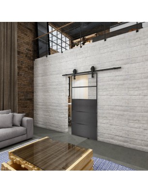 Glasschiebetür BARN-LINE Loft Schwarzeisen Genietet 13 Auf Klarglas