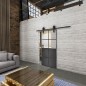 Glasschiebetür BARN-LINE Loft Schwarzeisen Genietet 18 Auf Klarglas