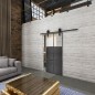 Glasschiebetür BARN-LINE Loft Schwarzeisen Genietet 19 Auf Klarglas