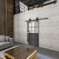 Glasschiebetür BARN-LINE Loft Schwarzeisen Genietet 22 Auf Klarglas