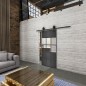 Glasschiebetür BARN-LINE Loft Schwarzeisen Genietet 31 Auf Klarglas
