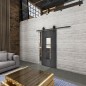 Glasschiebetür BARN-LINE Loft Schwarzeisen Genietet 34 Auf Klarglas