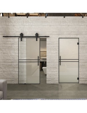 Glasschiebetür BARN-LINE Loft Schwarzlack 18 Blickdicht
