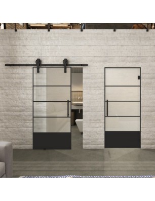 Glasschiebetür BARN-LINE Loft Schwarzlack 31 Blickdicht
