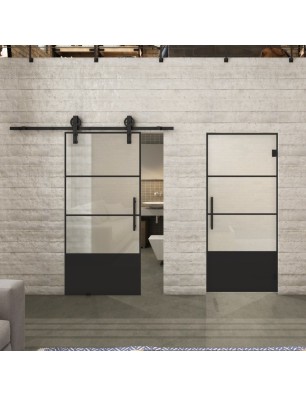 Glasschiebetür BARN-LINE Loft Schwarzlack 32 Blickdicht