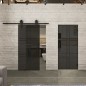 Glasschiebetür BARN-LINE Loft Schwarzlack 14 Auf Grauglas