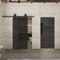 Glasschiebetür BARN-LINE Loft Schwarzlack 20 Auf Grauglas
