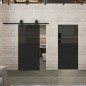 Glasschiebetür BARN-LINE Loft Schwarzlack 22 Auf Grauglas