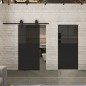Glasschiebetür BARN-LINE Loft Schwarzlack 23 Auf Grauglas