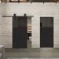 Glasschiebetür BARN-LINE Loft Schwarzlack 25 Auf Grauglas