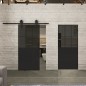 Glasschiebetür BARN-LINE Loft Schwarzlack 28 Auf Grauglas