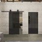 Glasschiebetür BARN-LINE Loft Schwarzlack 38 Auf Grauglas