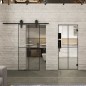 Glasschiebetür BARN-LINE Loft Schwarzlack 08 Auf Klarglas