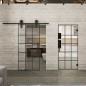 Glasschiebetür BARN-LINE Loft Schwarzlack 09 Auf Klarglas