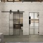 Glasschiebetür BARN-LINE Loft Schwarzlack 14 Auf Klarglas