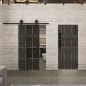 Glasschiebetür BARN-LINE Loft Rosteisen Genietet 10 Auf Grauglas
